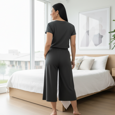 Conjunto Pantacourt Feminino 100% Algodão Estonado C/ Bolso